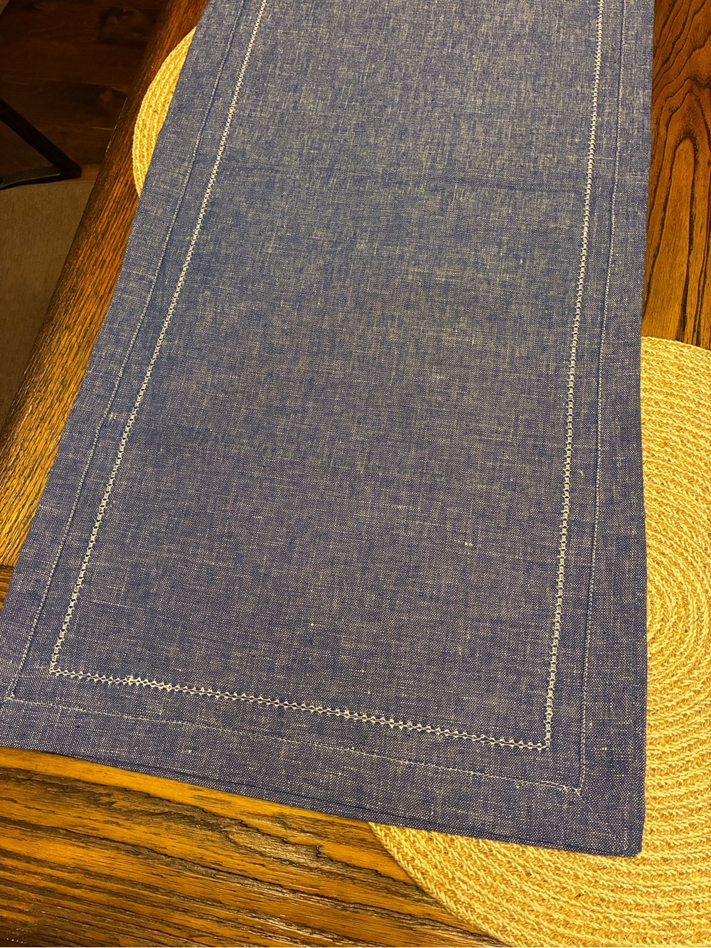 Blue Linen/Denim Blend Table Runner - Unbranded